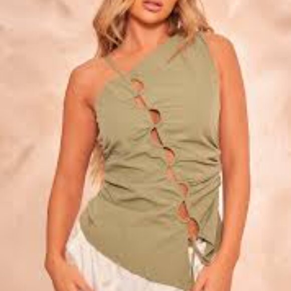 PrettyLittleThing Tops - NWT PrettyLittleThing Lace Up One Shoulder Tank Top
